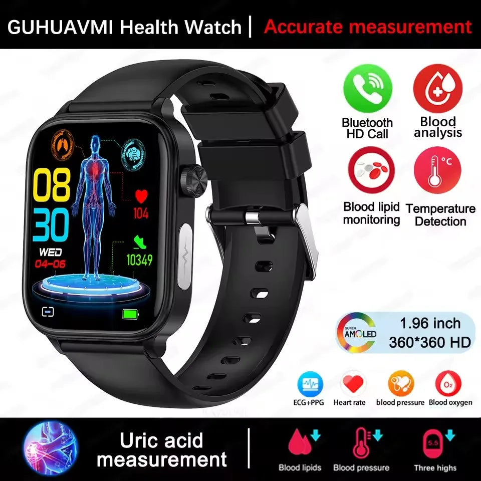2025New AI Diagnosis Body Composition Health Smart Watch ECG Blood Pressure Uric Acid LIpid Bluetooth Call Bracelets For HUAEWEI