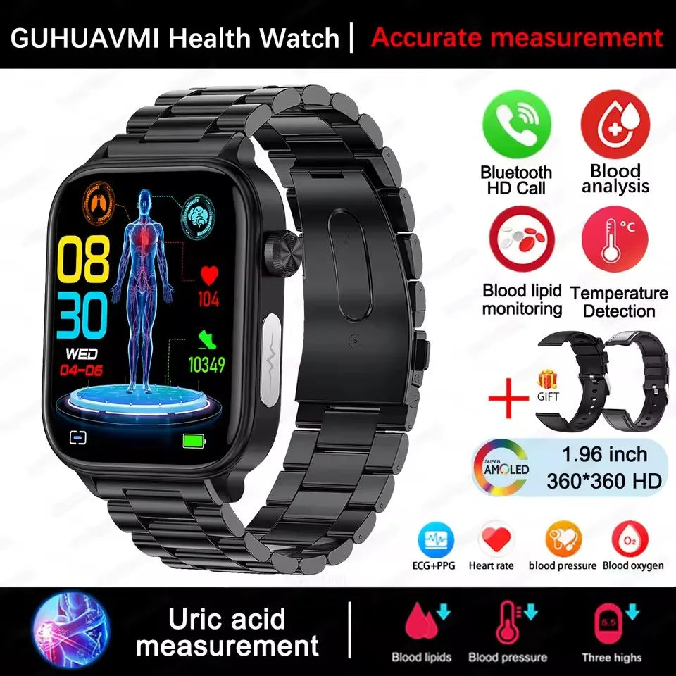 2025New AI Diagnosis Body Composition Health Smart Watch ECG Blood Pressure Uric Acid LIpid Bluetooth Call Bracelets For HUAEWEI