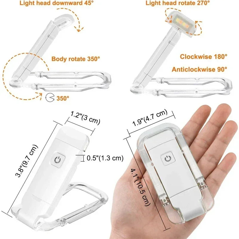 LED USB Rechargeable Book Reading Light Eye Protection Night Light Portable Clip Desk Lights Bookmark Read Light Night Lamp