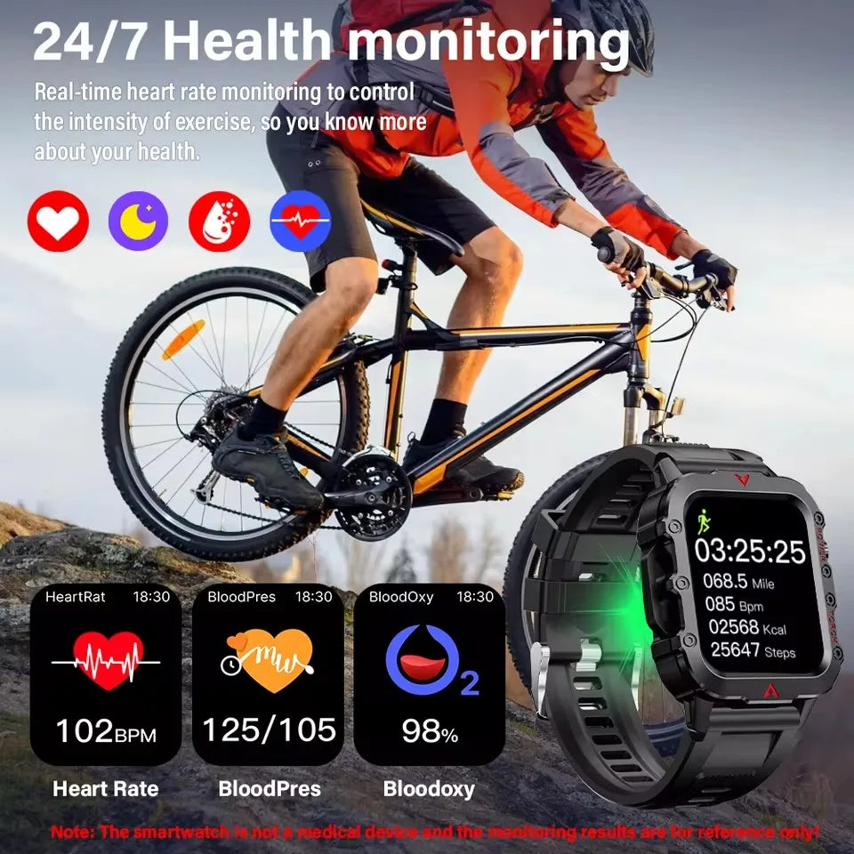 2025 New Men Sports Smart Watch 1.71 Screen Blood Oxygen Bluetooth Talking Watch Multi Sport LED Flashlight Outdoor Smart Watch