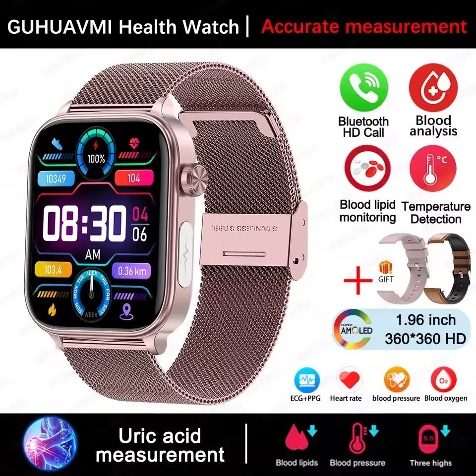 2025New AI Diagnosis Body Composition Health Smart Watch ECG Blood Pressure Uric Acid LIpid Bluetooth Call Bracelets For HUAEWEI
