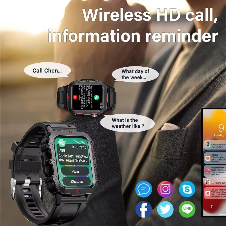 2025 New Men Sports Smart Watch 1.71 Screen Blood Oxygen Bluetooth Talking Watch Multi Sport LED Flashlight Outdoor Smart Watch