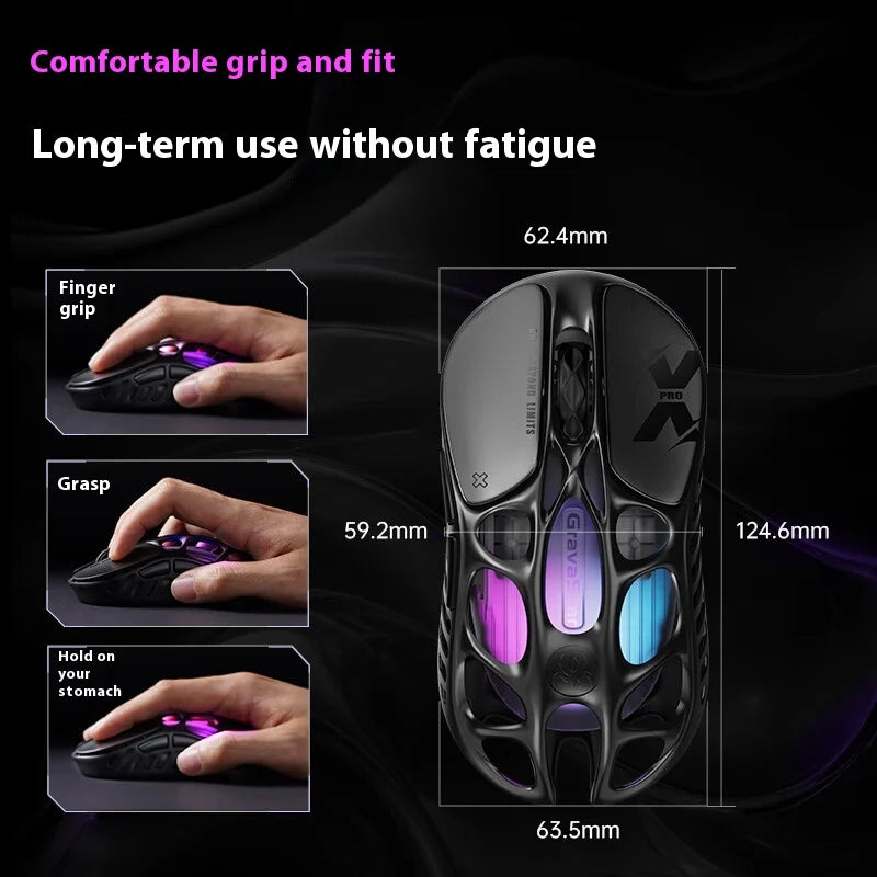 Gravastar Mercury X Pro Gaming Mouse E-sport PAW3950 Flagship Sensor Customized Magnesium Alloy Lightweight Design 8K Dongle