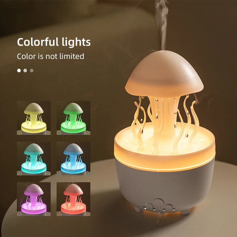 Raindrop Humidifier Jellyfish Seaweed Shape Aromatherapy Diffuser 300ml with Remote Control Can be Timed for Bedroom Office