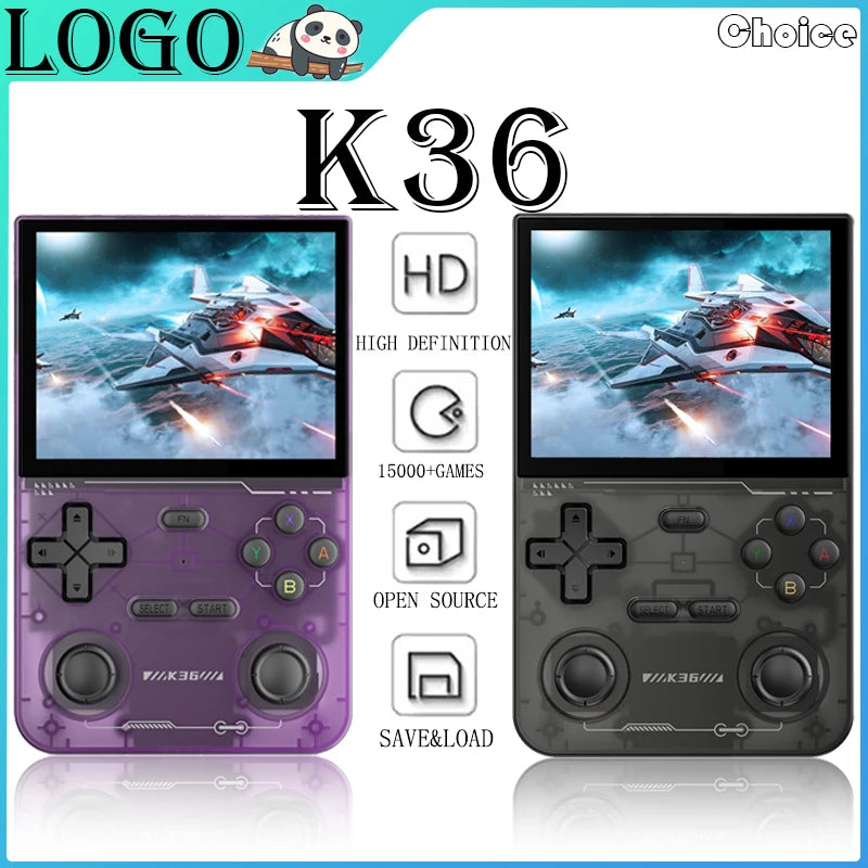 New K36 Retro Handheld Game Console Linux System Portable Video Consoles 3.5inch IPS Screen Pocket Handheld 128G Games Players 