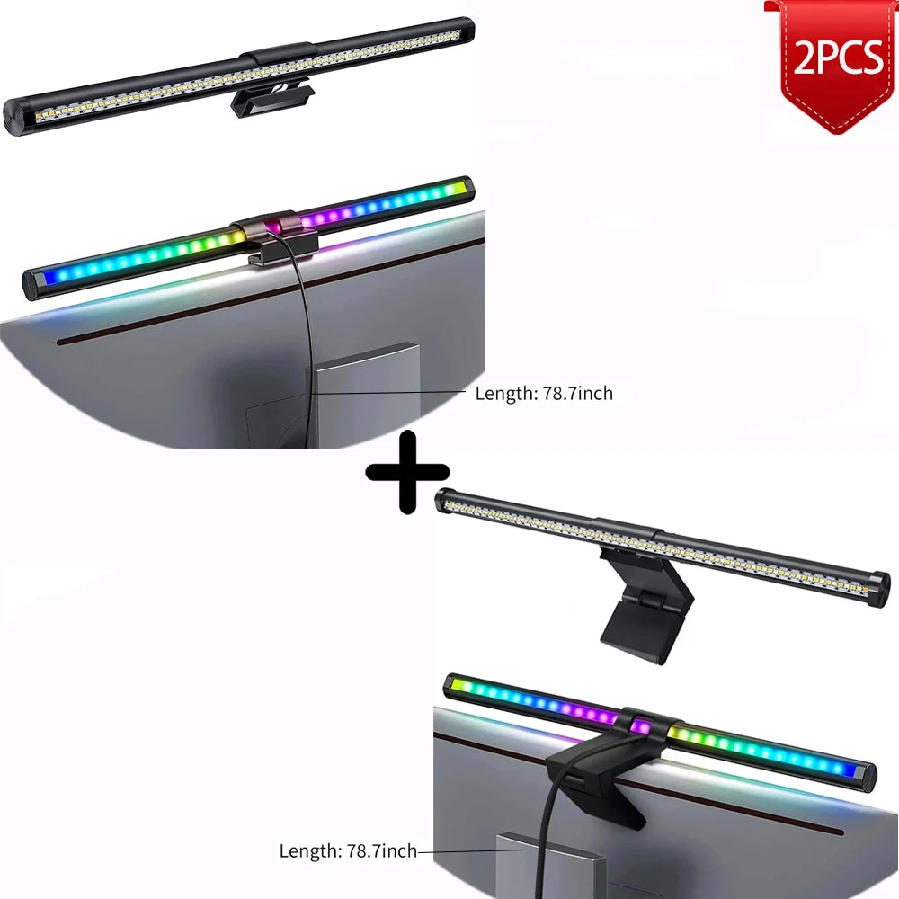 LED Monitor Light Bar Computer Screen Hanging Lights RGB Atmosphere Table Lamp For Work Study Read Gaming Dimming Lighting 44cm