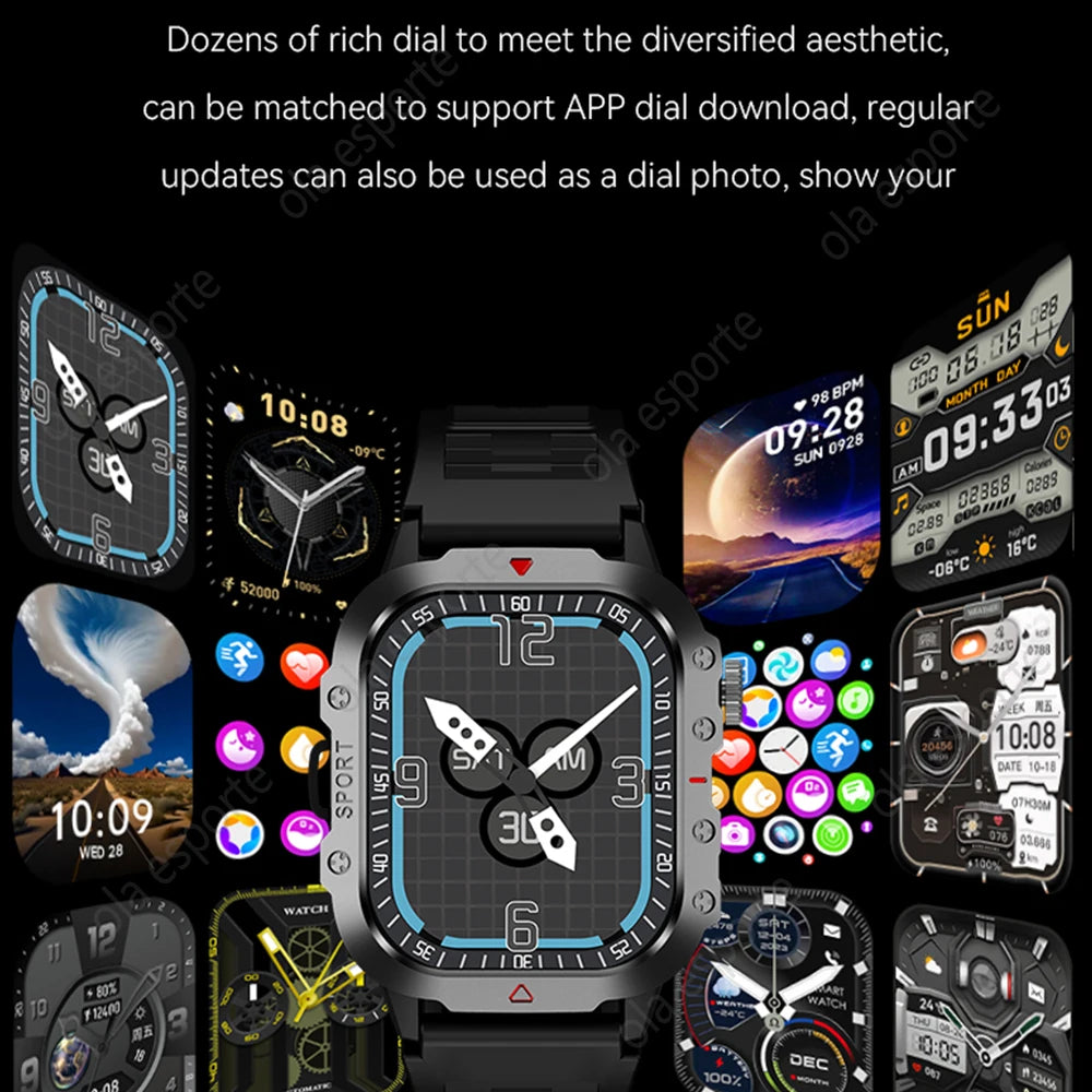 2025 New LED Flashlight Men Outdoor Smart Watch Wireless Call Sports Fitness Tracker Health Monitor Smartwatch For Xiaomi Huawei
