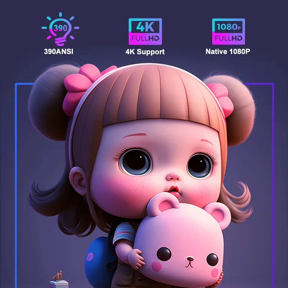 KaiAqua 4K Android 11 Projector Native 1080P 390ANSI HY320 Dual Wifi6 BT5.0 1920*1080P Cinema portable Projetor upgrated HY300