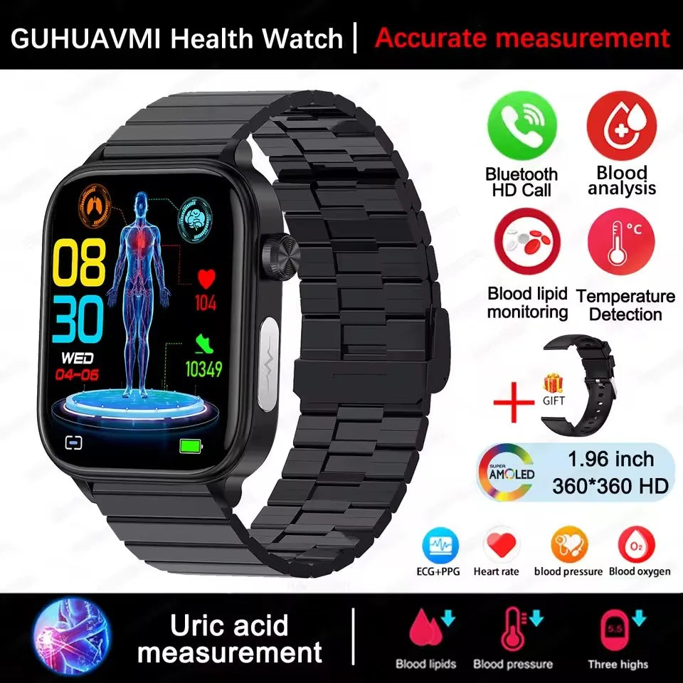 2025New AI Diagnosis Body Composition Health Smart Watch ECG Blood Pressure Uric Acid LIpid Bluetooth Call Bracelets For HUAEWEI