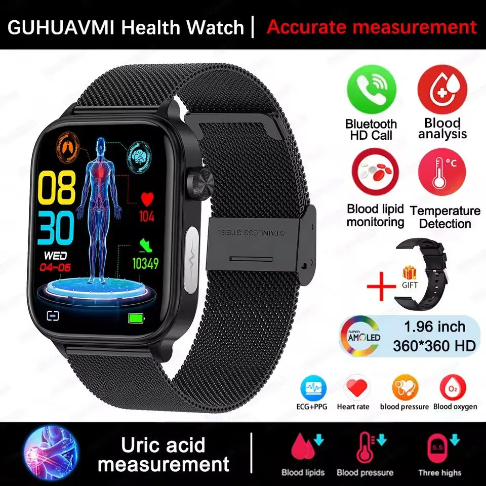 2025New AI Diagnosis Body Composition Health Smart Watch ECG Blood Pressure Uric Acid LIpid Bluetooth Call Bracelets For HUAEWEI