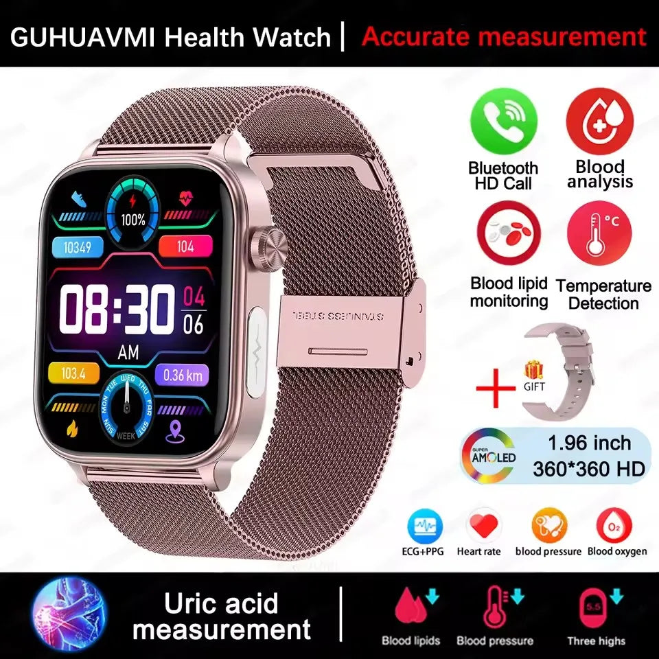 2025New AI Diagnosis Body Composition Health Smart Watch ECG Blood Pressure Uric Acid LIpid Bluetooth Call Bracelets For HUAEWEI