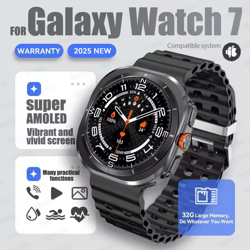 Hot Sales 2025 New For Samsung Watch 7 Ultra Smart Watch Men 32GB Memory GPS trackr NFC Bluetooth call Outdoor Sport Smartwatchs