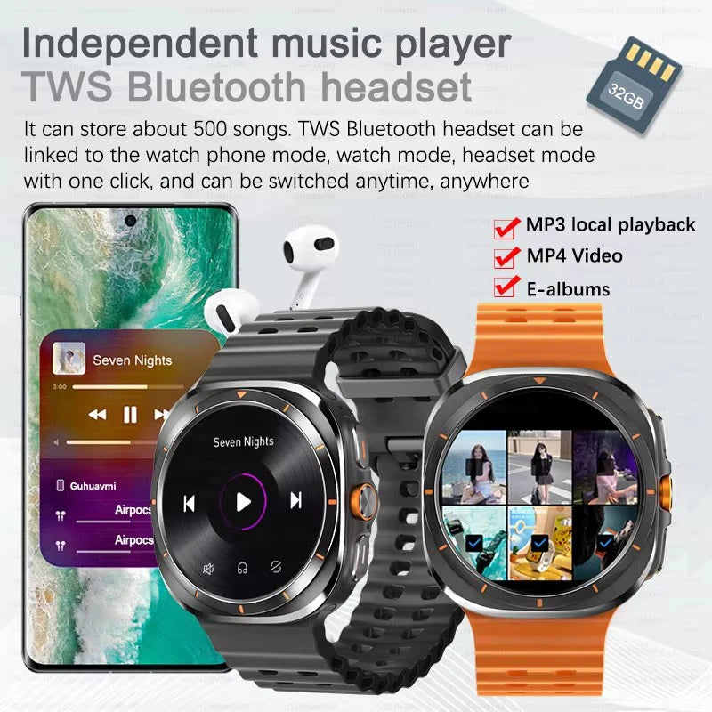 Hot Sales 2025 New For Samsung Watch 7 Ultra Smart Watch Men 32GB Memory GPS trackr NFC Bluetooth call Outdoor Sport Smartwatchs