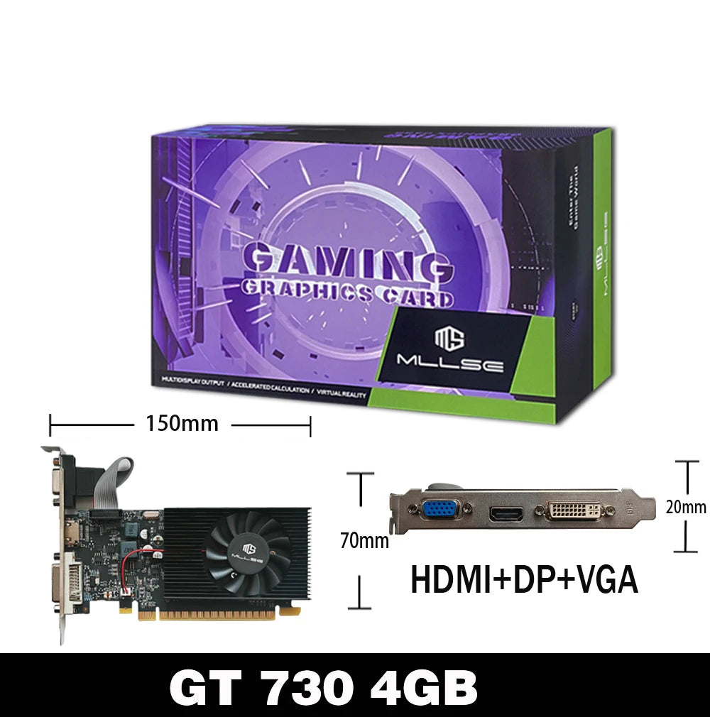 MLLSE GT 730 4GB Graphics Card GDDR3 128Bit DVI VGA PCI-E 3.0 Geforce GPU Gt 730 Gaming Video Card Placa De Video