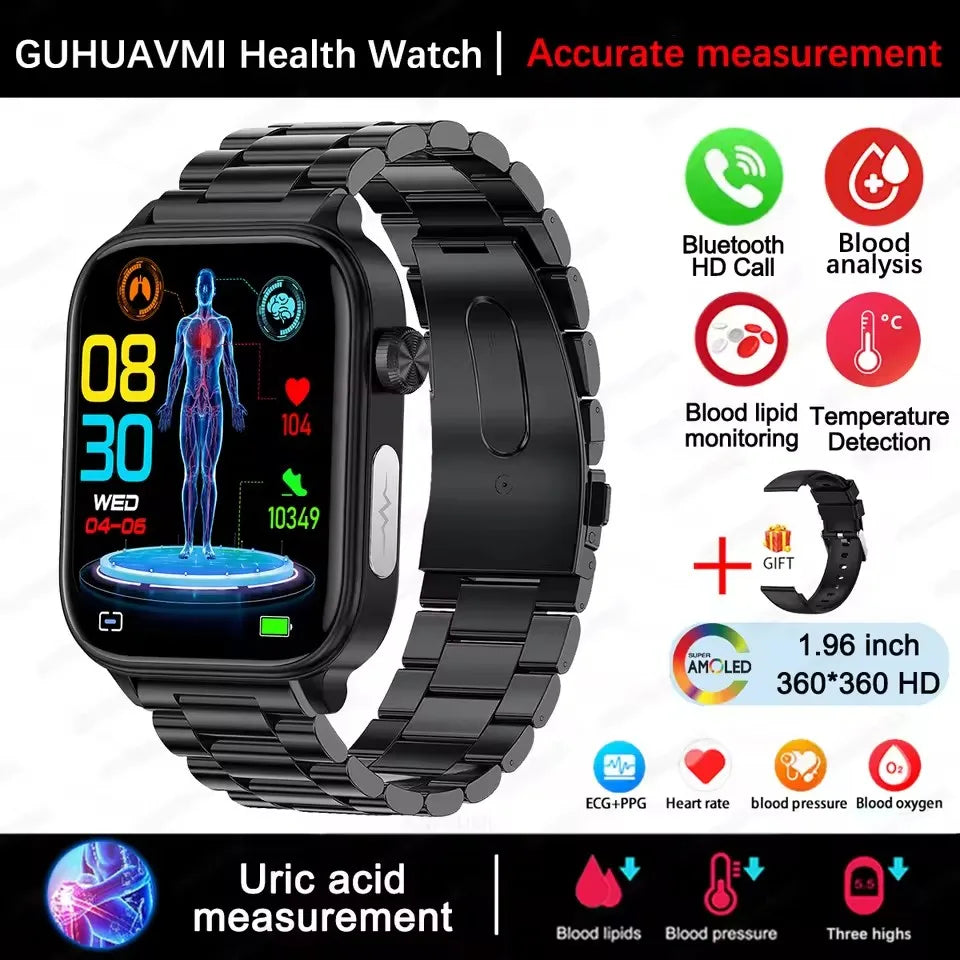 2025New AI Diagnosis Body Composition Health Smart Watch ECG Blood Pressure Uric Acid LIpid Bluetooth Call Bracelets For HUAEWEI