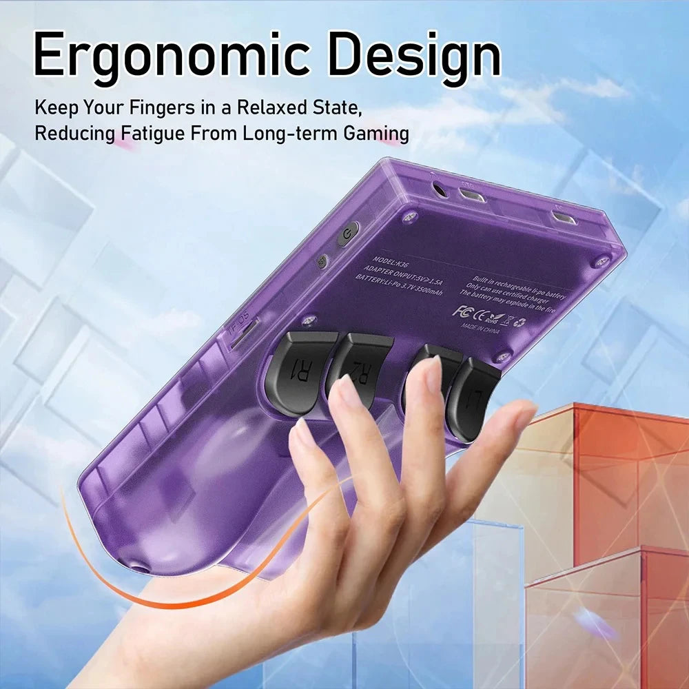 New K36 Retro Handheld Game Console Linux System Portable Video Consoles 3.5inch IPS Screen Pocket Handheld 128G Games Players 