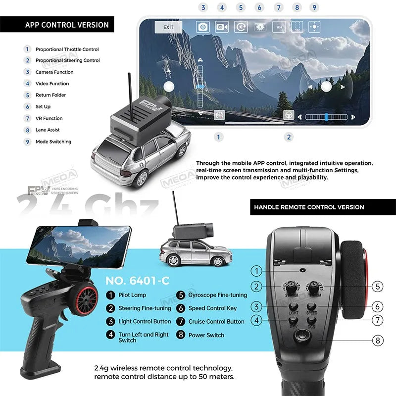 Wltoys 6401-C 1/64 FPV Mini RC Car&Runway Mats 2.4GHz First Person View Gyroscope Remote Control Car with HD Camera Racing Toy