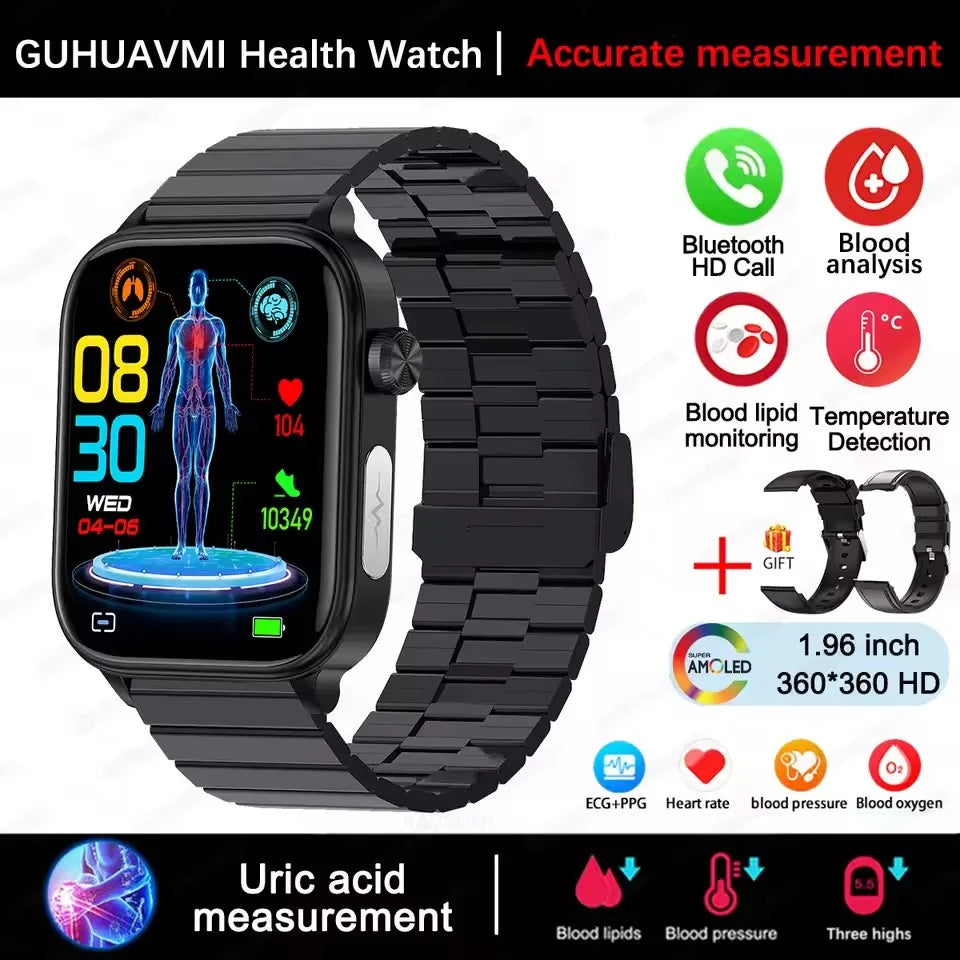 2025New AI Diagnosis Body Composition Health Smart Watch ECG Blood Pressure Uric Acid LIpid Bluetooth Call Bracelets For HUAEWEI