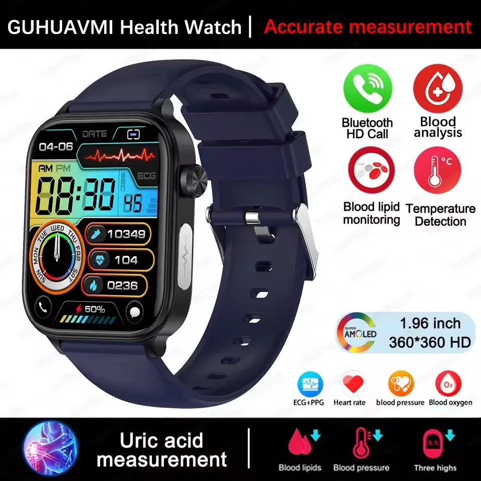 2025New AI Diagnosis Body Composition Health Smart Watch ECG Blood Pressure Uric Acid LIpid Bluetooth Call Bracelets For HUAEWEI