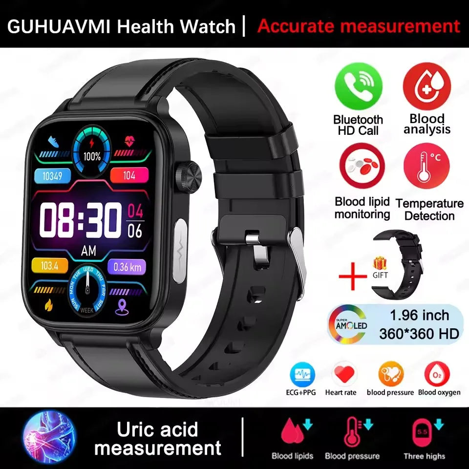 2025New AI Diagnosis Body Composition Health Smart Watch ECG Blood Pressure Uric Acid LIpid Bluetooth Call Bracelets For HUAEWEI