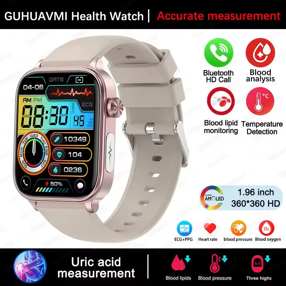 2025New AI Diagnosis Body Composition Health Smart Watch ECG Blood Pressure Uric Acid LIpid Bluetooth Call Bracelets For HUAEWEI