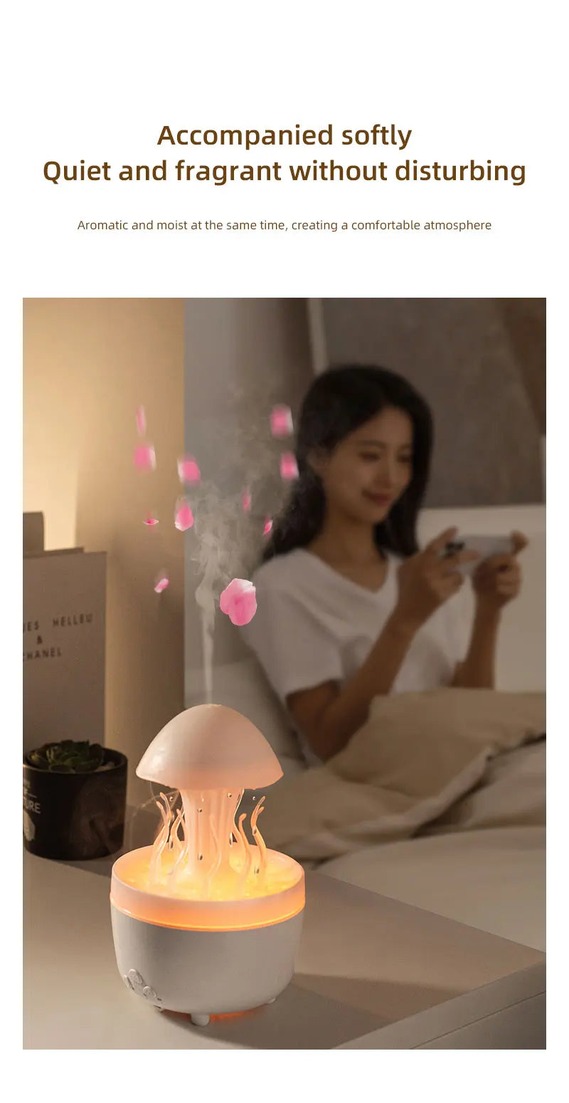 Raindrop Humidifier Jellyfish Seaweed Shape Aromatherapy Diffuser 300ml with Remote Control Can be Timed for Bedroom Office