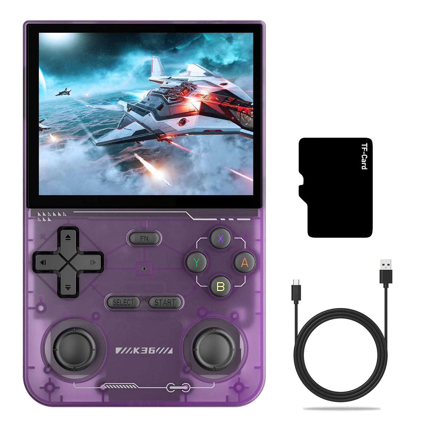 New K36 Retro Handheld Game Console Linux System Portable Video Consoles 3.5inch IPS Screen Pocket Handheld 128G Games Players 