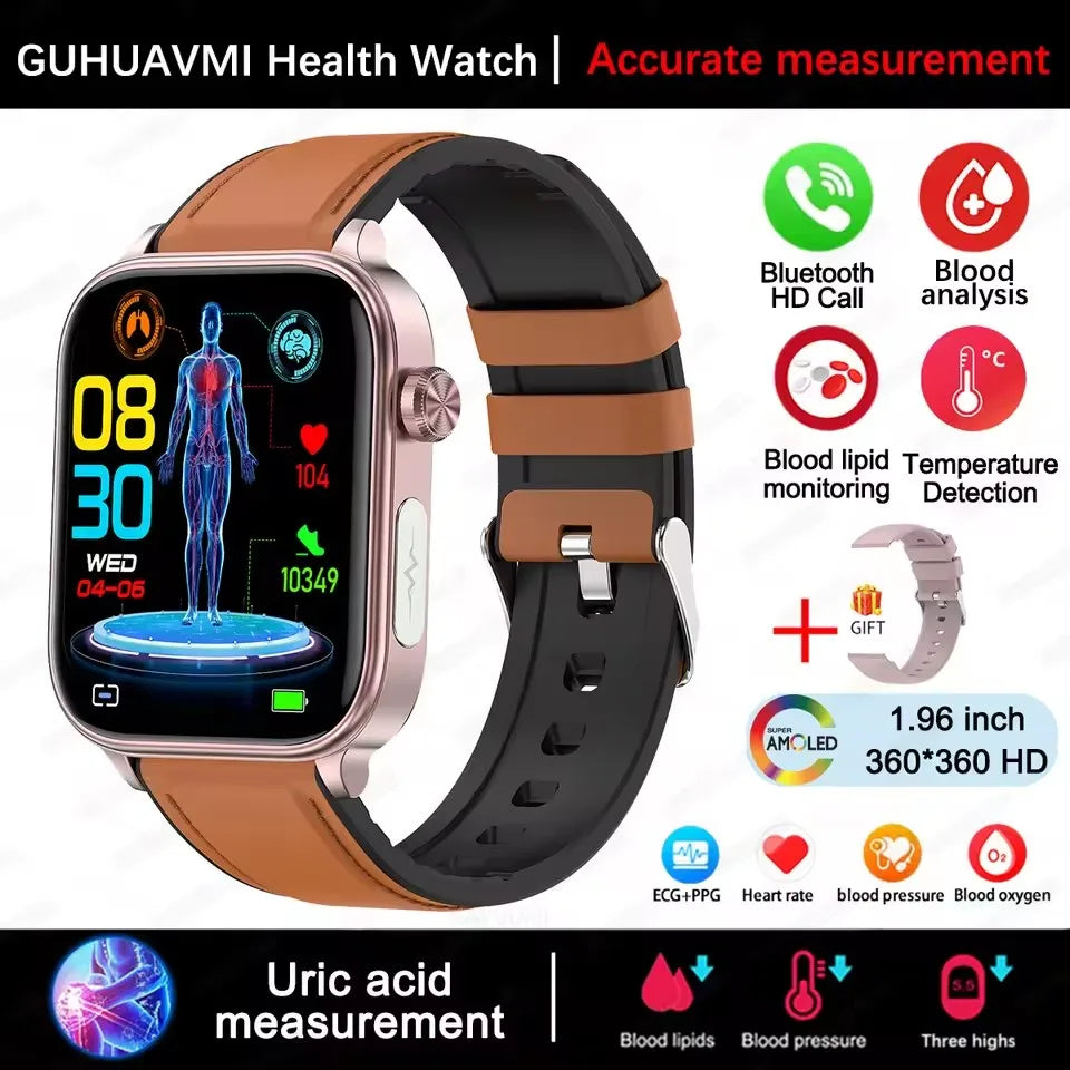 2025New AI Diagnosis Body Composition Health Smart Watch ECG Blood Pressure Uric Acid LIpid Bluetooth Call Bracelets For HUAEWEI