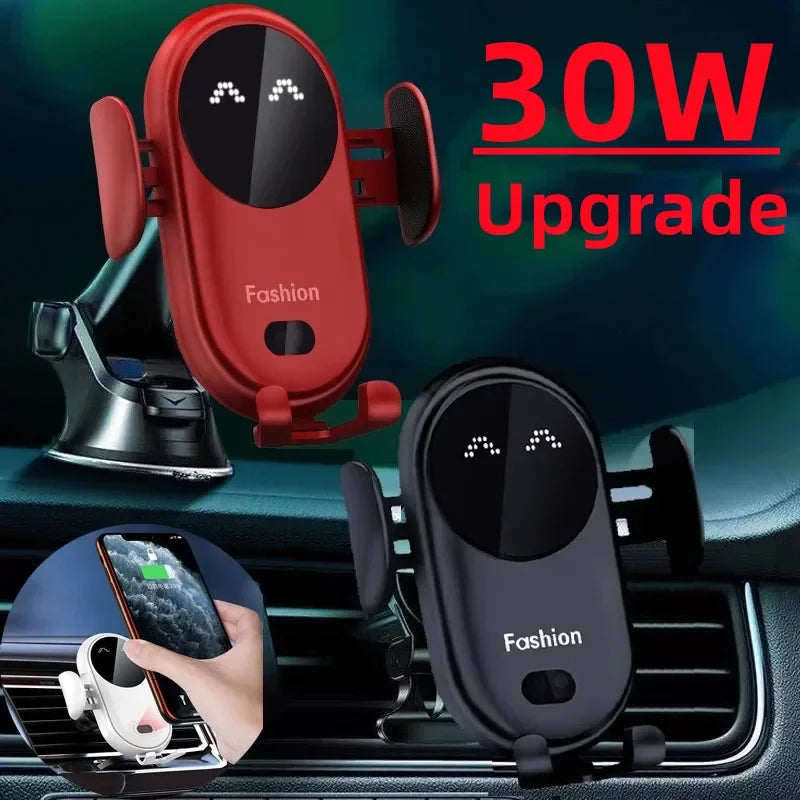 30W Automatic Clamping Infrared Induction Car Wireless Charger Stand for IPhone 11 12 13 14 Pro Max Samsung Galaxy S20 21 Plus