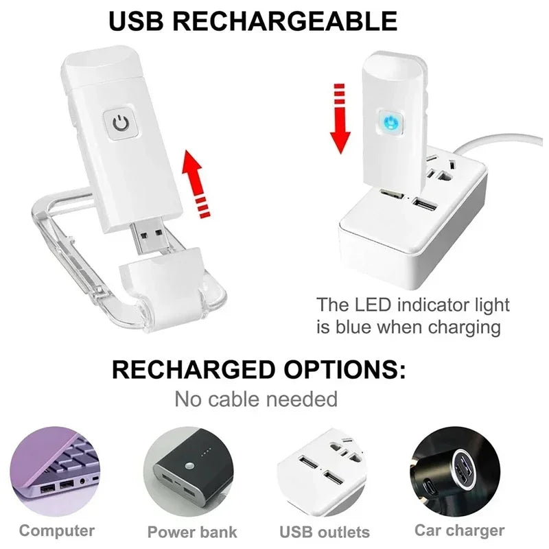 LED USB Rechargeable Book Reading Light Eye Protection Night Light Portable Clip Desk Lights Bookmark Read Light Night Lamp