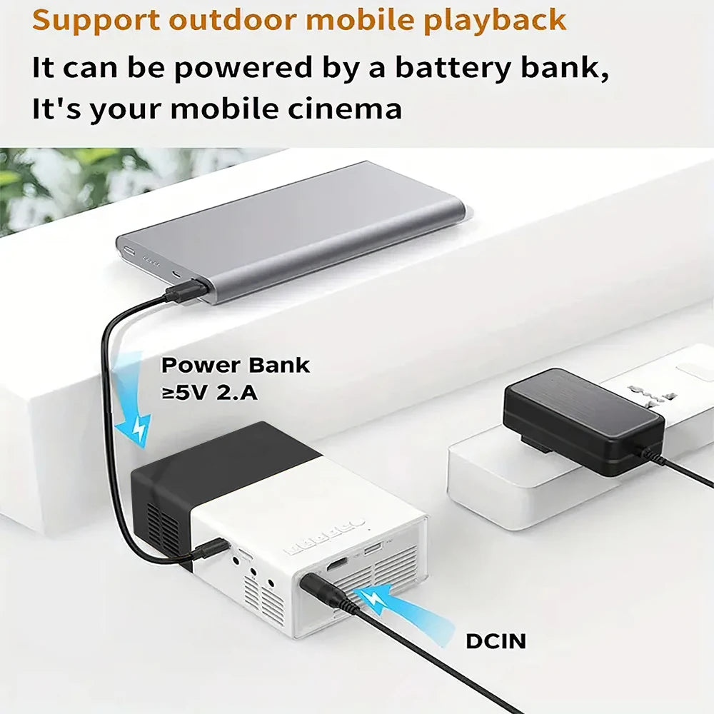 Portable Wired Projector Mobile Phone With Retractable Bracket LED Mini Home Video Equipment 720P HD Screen USB/SD/AV/Hd