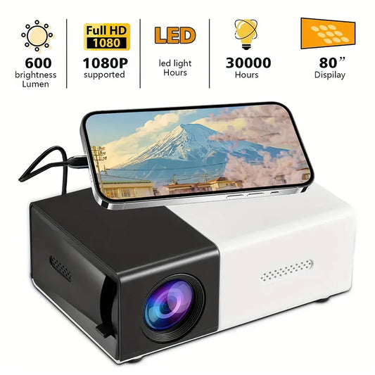 Portable Wired Projector Mobile Phone With Retractable Bracket LED Mini Home Video Equipment 720P HD Screen USB/SD/AV/Hd