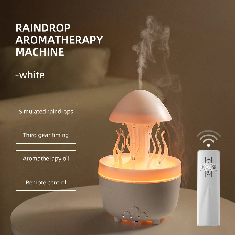 Raindrop Humidifier Jellyfish Seaweed Shape Aromatherapy Diffuser 300ml with Remote Control Can be Timed for Bedroom Office