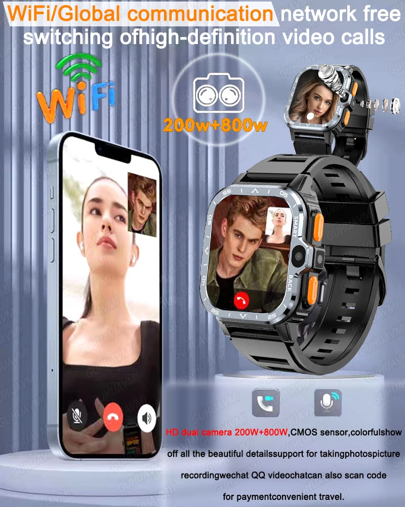 New For XIAOMI PGD Android Smart Watch Men GPS 16G/64G ROM Storage HD Dual Camera  2G 4G SIM WIFI Wireless Fast Internet Access