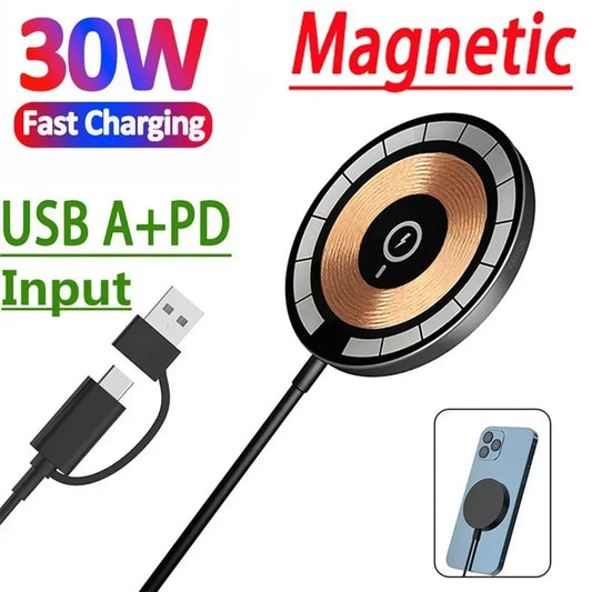 100W Magnetic Wireless Charger for Macsafe iPhone 15 14 13 12 Pro Max Mini Type C Fast Wireless Charging Pad Stand Phone Charger