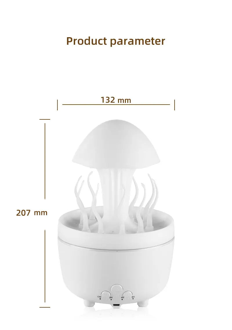 Raindrop Humidifier Jellyfish Seaweed Shape Aromatherapy Diffuser 300ml with Remote Control Can be Timed for Bedroom Office