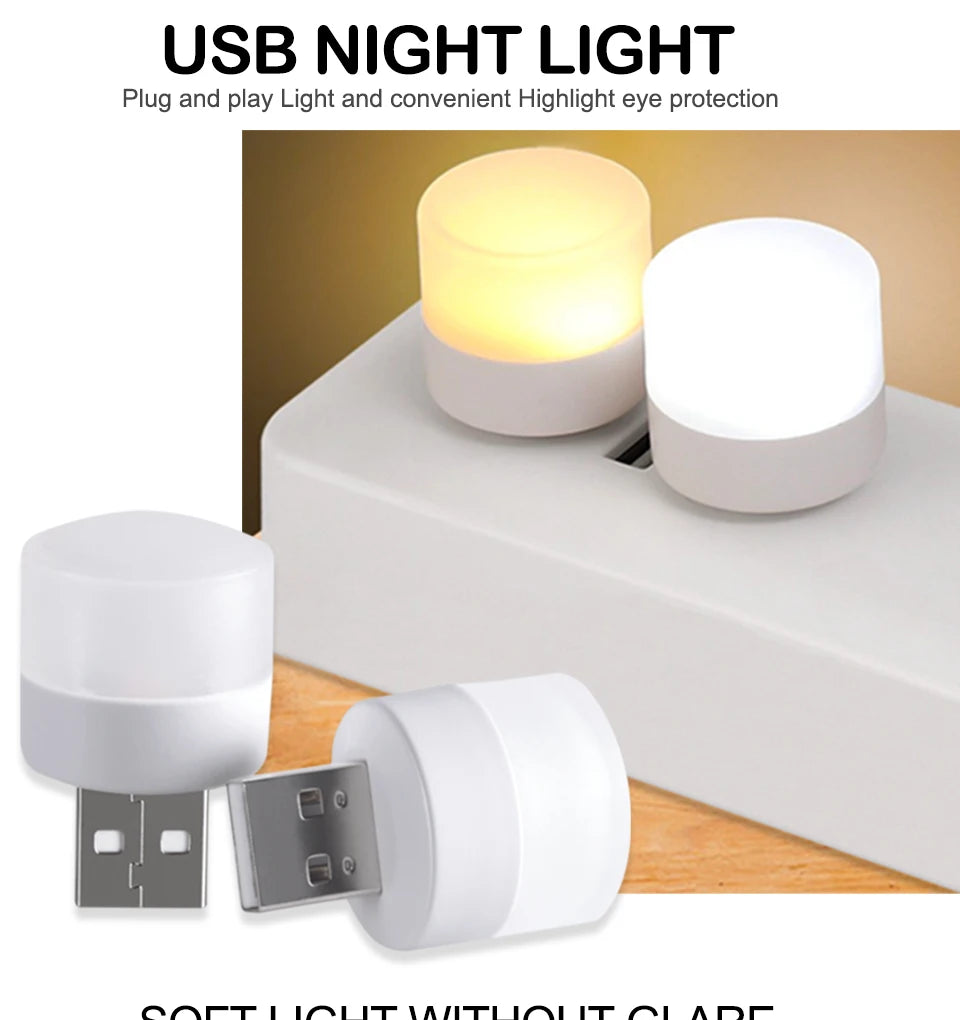 USB Light Mini LED Lamp Lights Table Room Plug Night Book Reading Decorating Items Warm White Eye Protections Wholesale Bedroom