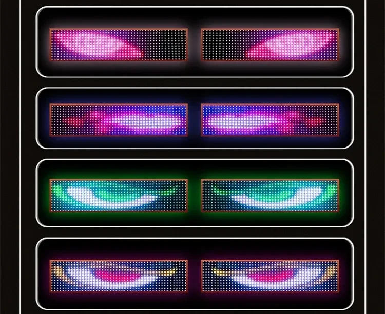 1.2-2M Devil Eyes LED Pixel Panel Light APP Control Soft Foldable Scrolling Animation Screen Board Truck Car Windshield 12-24V