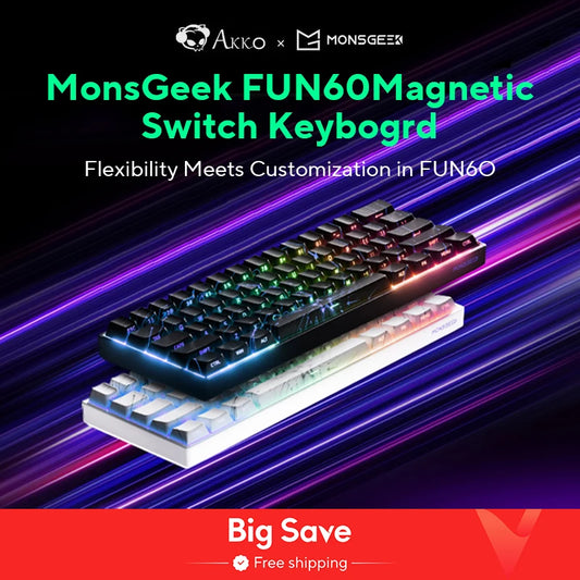 Akko MonsGeek FUN60 Mechanical Keyboard Magnetic Switch 60% Gaming Keyboards Rapid Trigger 0.01mm 8K ARGB HE/TMR Custom Keyboard