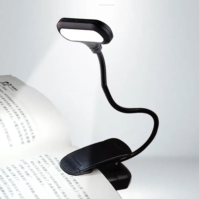 Mini Portable LED Book Light Eye Protection Reading Light Flexible Clip-On Desk Lamp Battery Powered Bedroom Study Night Light