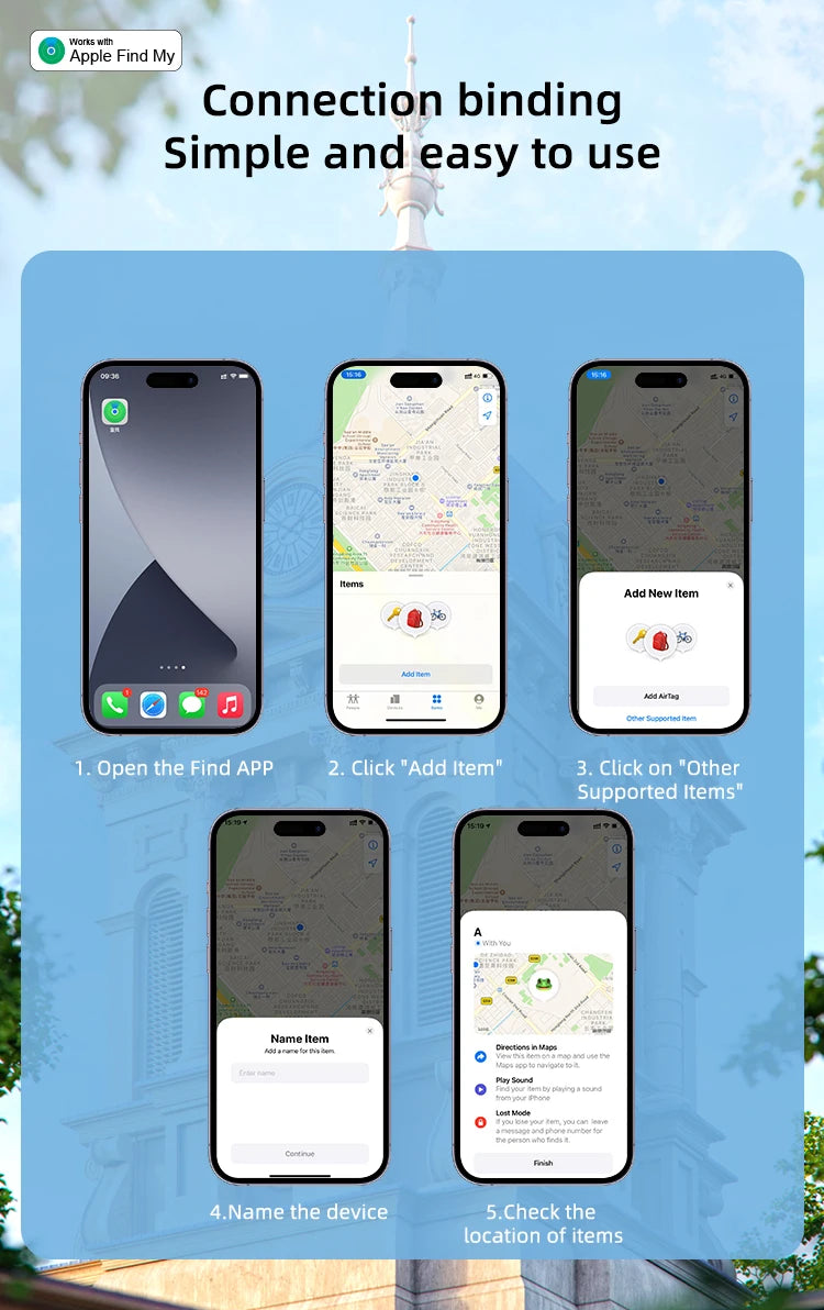 Timethinker Bluetooth GPS Tag Tracker Smart Locator Bag Kids Finder Works with Apple Find My ITag Anti Lost Reminder Device MF1