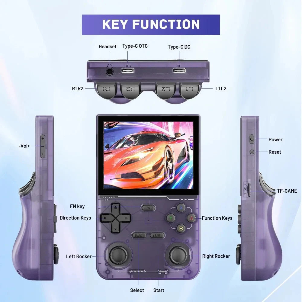 New K36 Retro Handheld Game Console Linux System Portable Video Consoles 3.5inch IPS Screen Pocket Handheld 128G Games Players ﻿