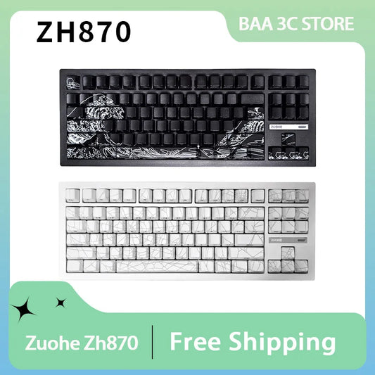 Zuohe Zh870 Mechanical Keyboard Three Mode Wireless Bluetooth RGB Hot Swap Gaming Keyboards Customized PBT Keycap Laptop Gift