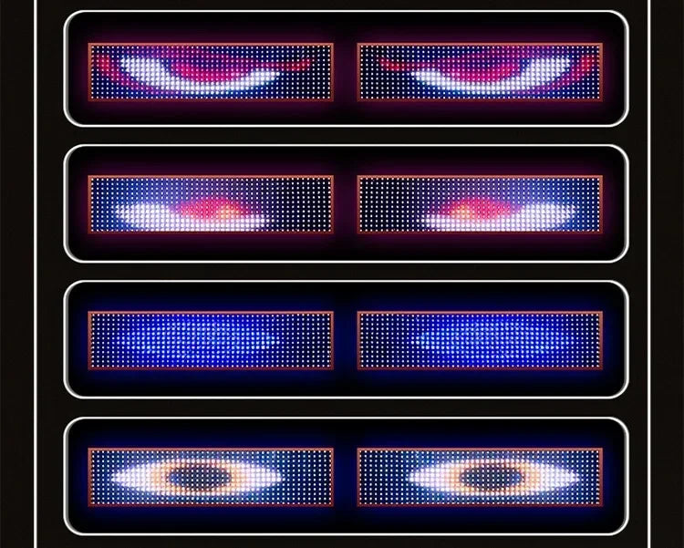 1.2-2M Devil Eyes LED Pixel Panel Light APP Control Soft Foldable Scrolling Animation Screen Board Truck Car Windshield 12-24V