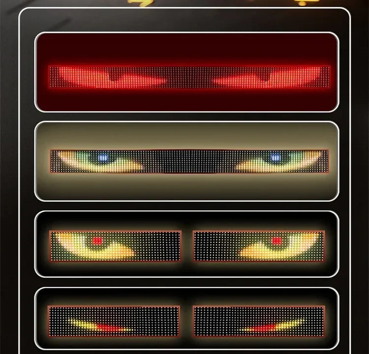 1.2-2M Devil Eyes LED Pixel Panel Light APP Control Soft Foldable Scrolling Animation Screen Board Truck Car Windshield 12-24V