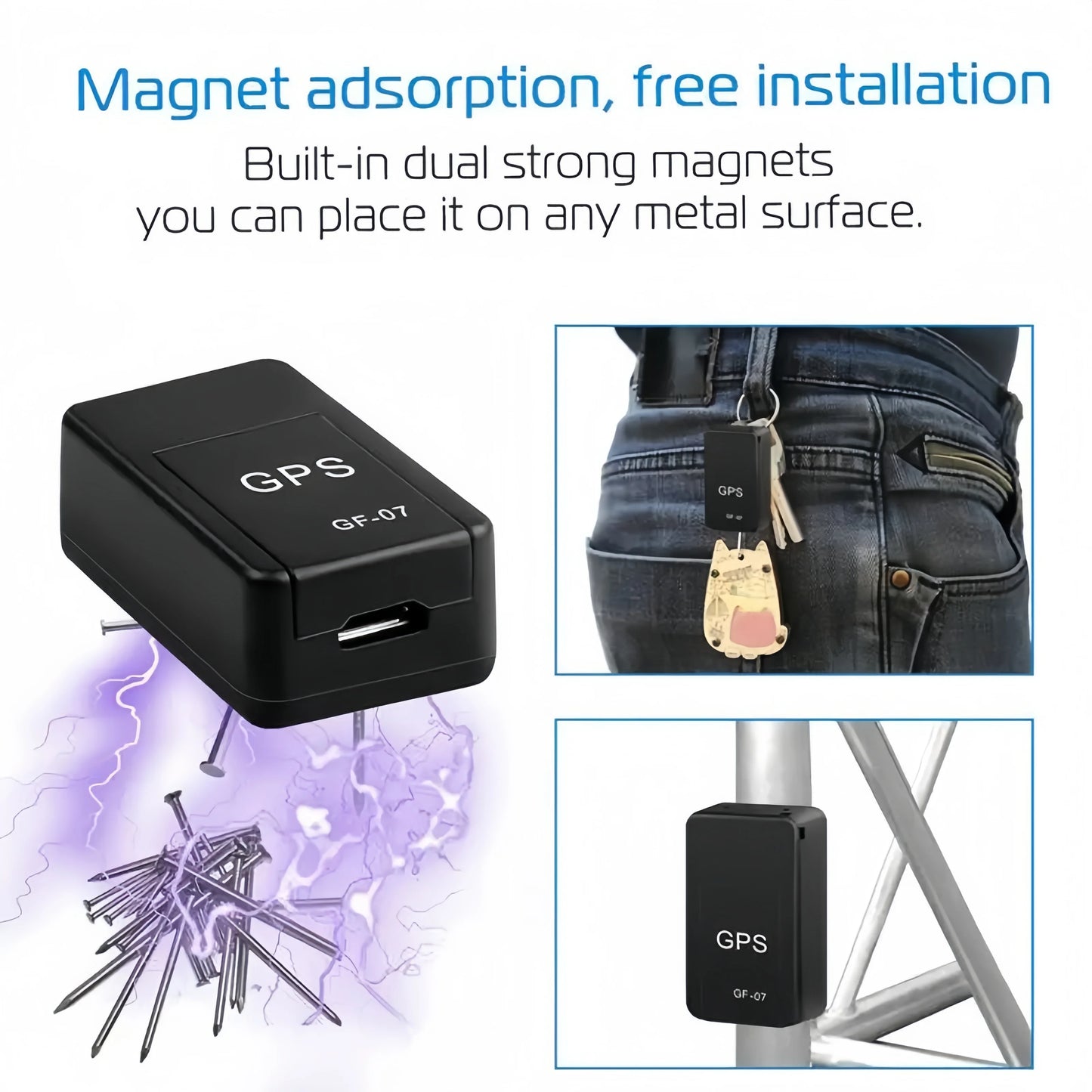 Mini GF07 GPS Tracker | Real-Time Tracking | Anti-Theft Alarm | Strong Magnetic Mount | SIM Message Positioner