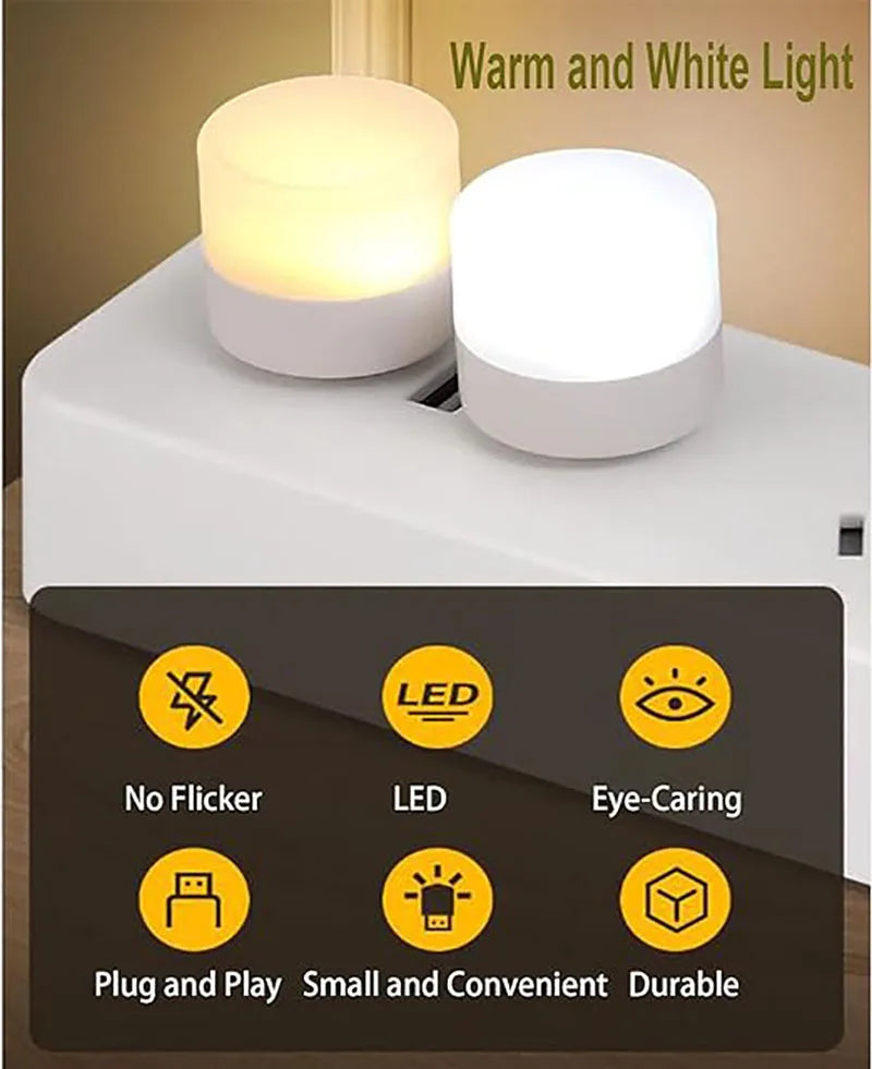 USB Light Mini LED Lamp Lights Table Room Plug Night Book Reading Decorating Items Warm White Eye Protections Wholesale Bedroom