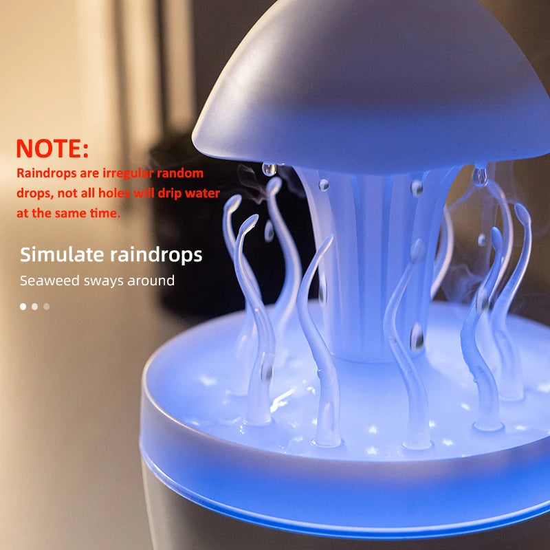 Raindrop Humidifier Jellyfish Seaweed Shape Aromatherapy Diffuser 300ml with Remote Control Can be Timed for Bedroom Office