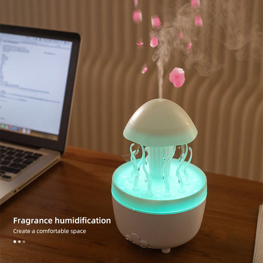 Raindrop Humidifier Jellyfish Seaweed Shape Aromatherapy Diffuser 300ml with Remote Control Can be Timed for Bedroom Office