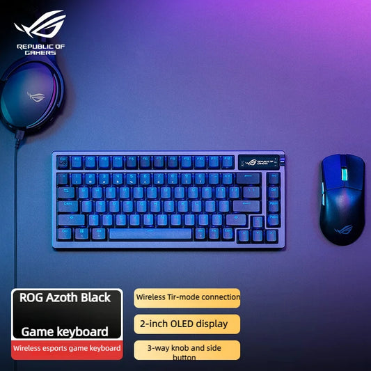ROG Azoth Mechanical Keyboard the third mock examination Game Keyboard Hot Plug Customized 75% with Gasket Structure OLED
